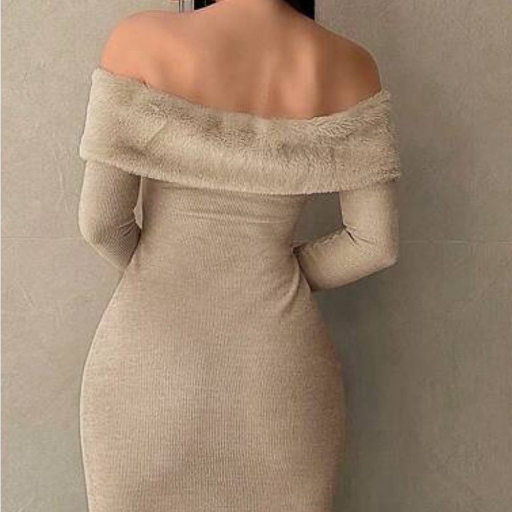 Used lightly Faux Fur Midi Dress - Picture 5 of 5